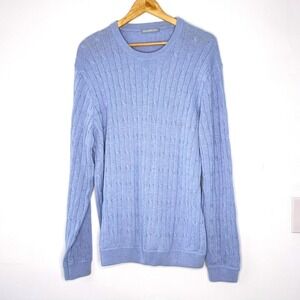 Alashan Men's Blue Cable Knit‎ Cotton Cashmere Sweater Size L